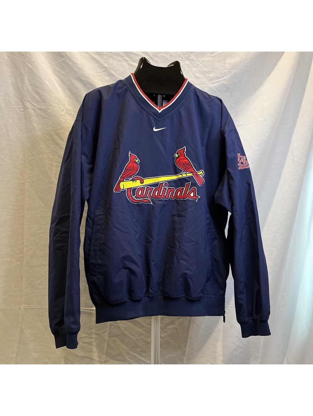 Vtg Nike St Louis Cardinals Mens Medium Blue Pullover Center Swoosh Windbreaker
